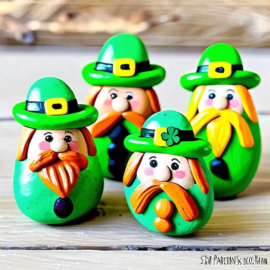 painted pebble leprechauns