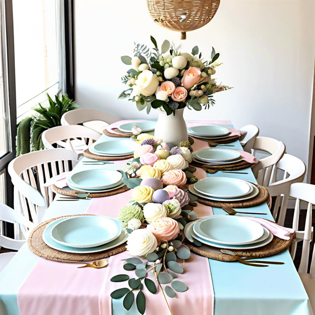 pastel colored table runners