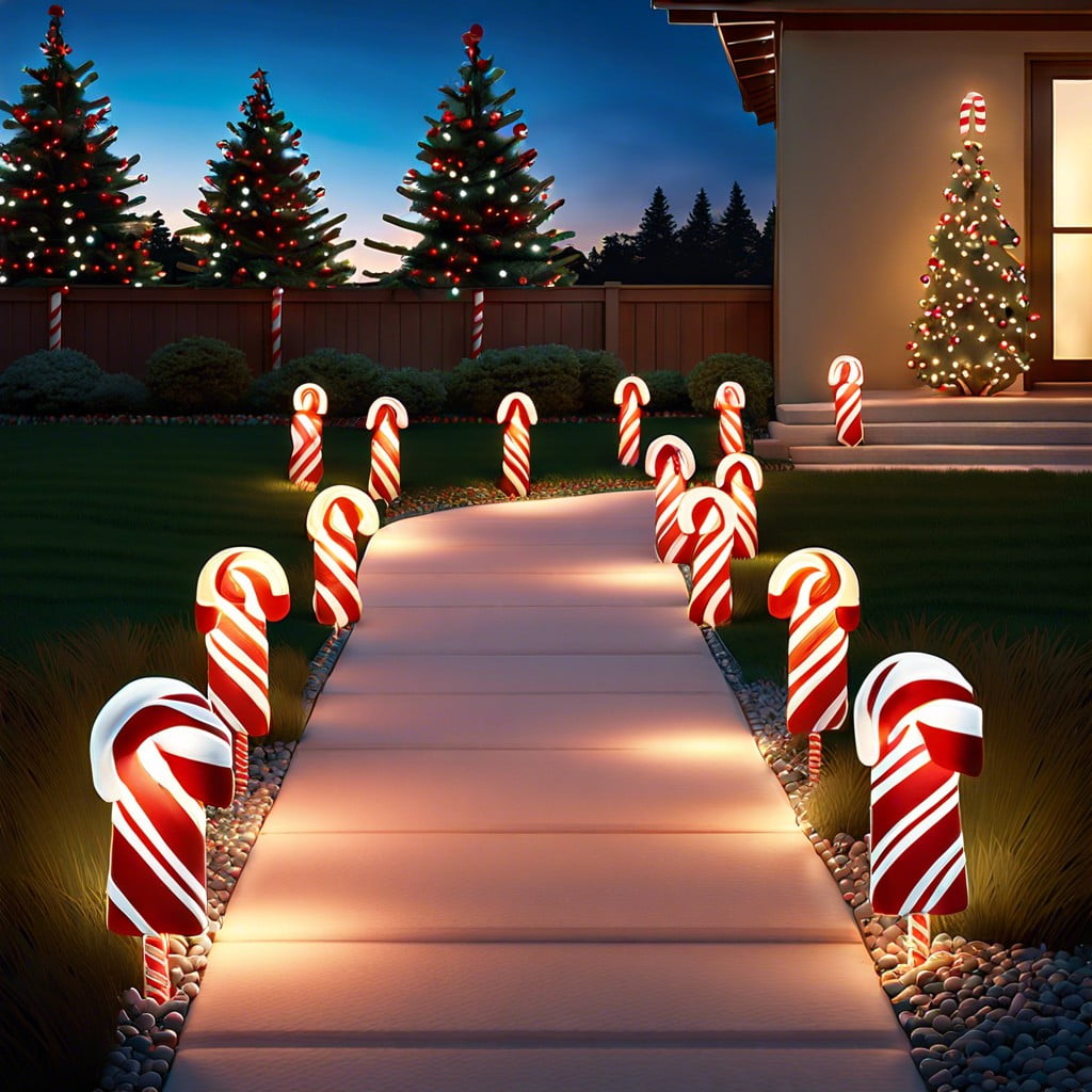 pathway light stakes shaped like candy canes