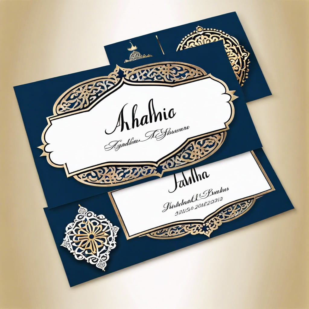 personalized place cards with islamic designs