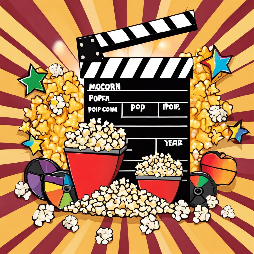 pop into a great year – popcorn and movie clapperboards
