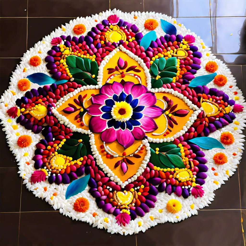 rangoli with flower petals