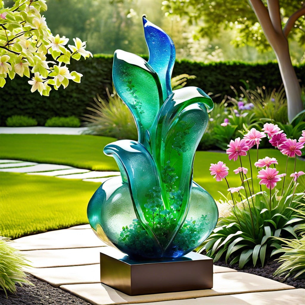 recycled glass garden sculptures
