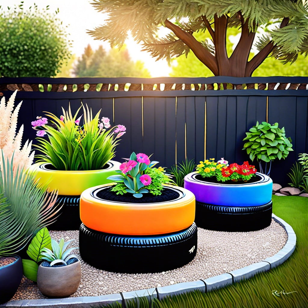 recycled tire planters