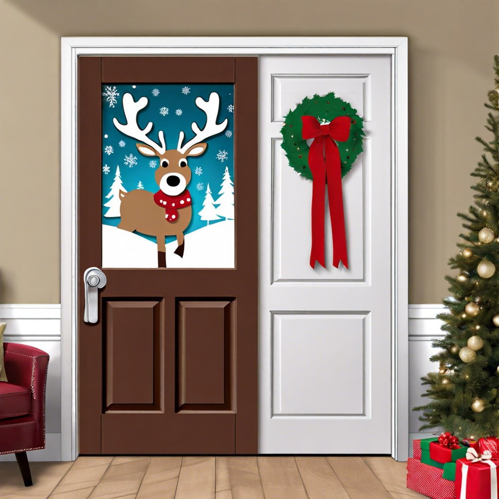 reindeer barn convert the door into a barn door with a reindeer peeking out