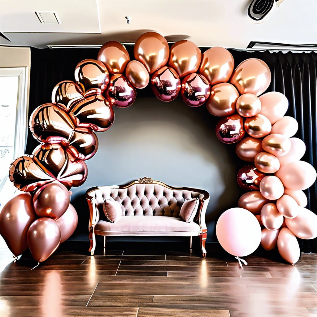 rose gold balloon arch