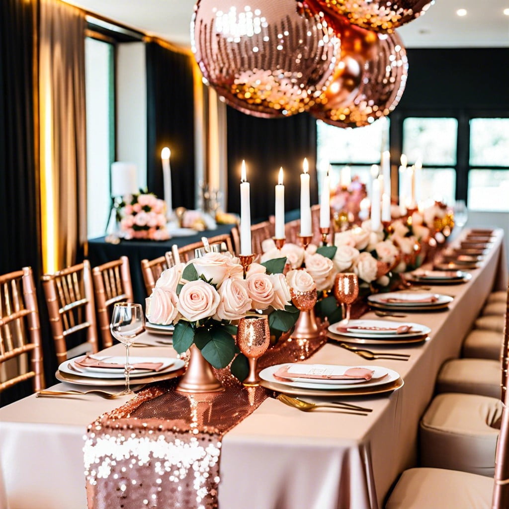 rose gold sequin tablecloths