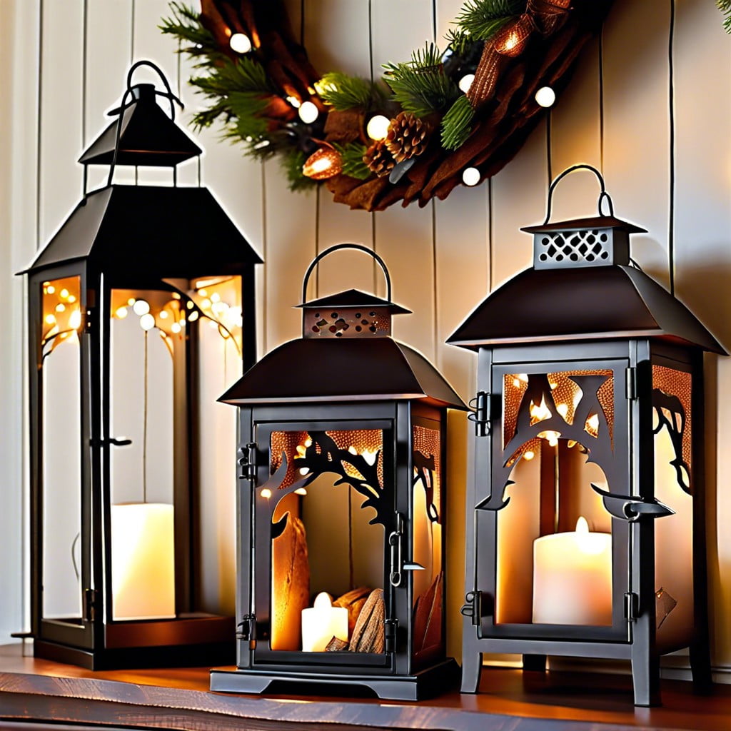 rustic lanterns with fairy lights