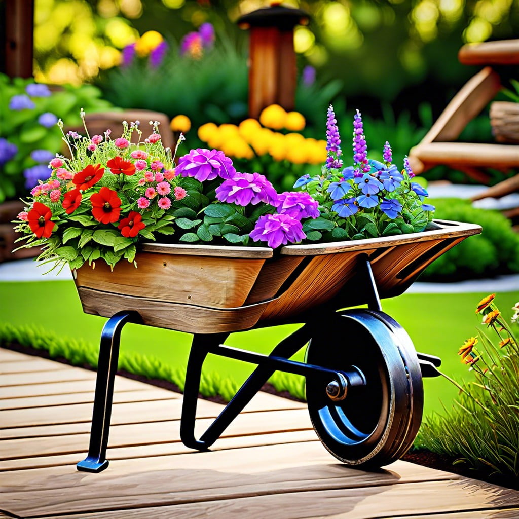 rustic wheelbarrow planter