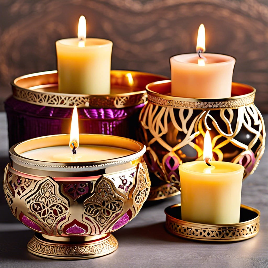 scented candles in ornate holders