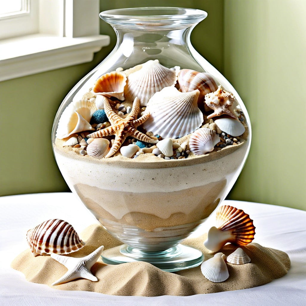 seashell and sand arrangement