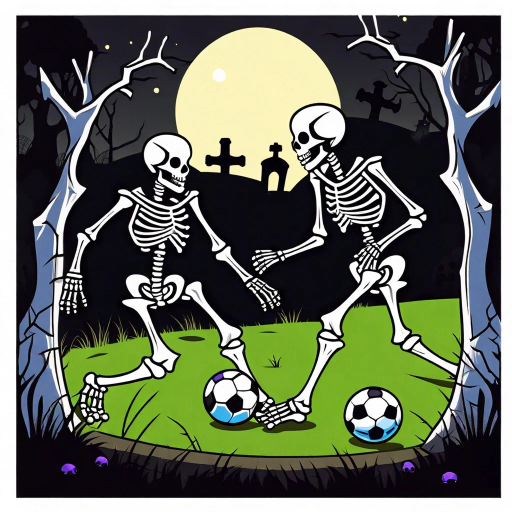 skeletons playing a game of soccer or football