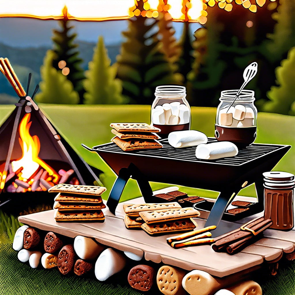 smores bar by fire pit