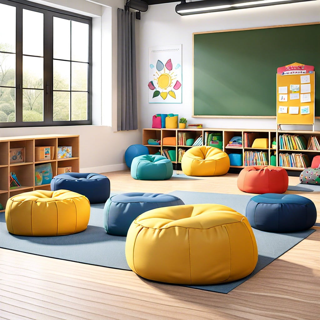 soft seating area with bean bags and cushions