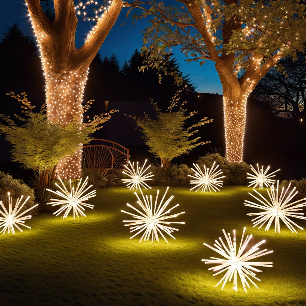 starburst lights scattered over foliage