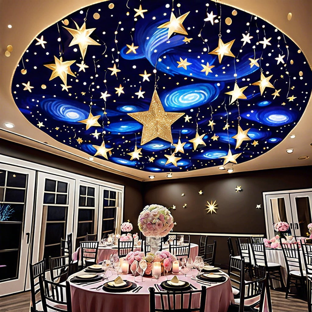 starry night ceiling with hanging stars