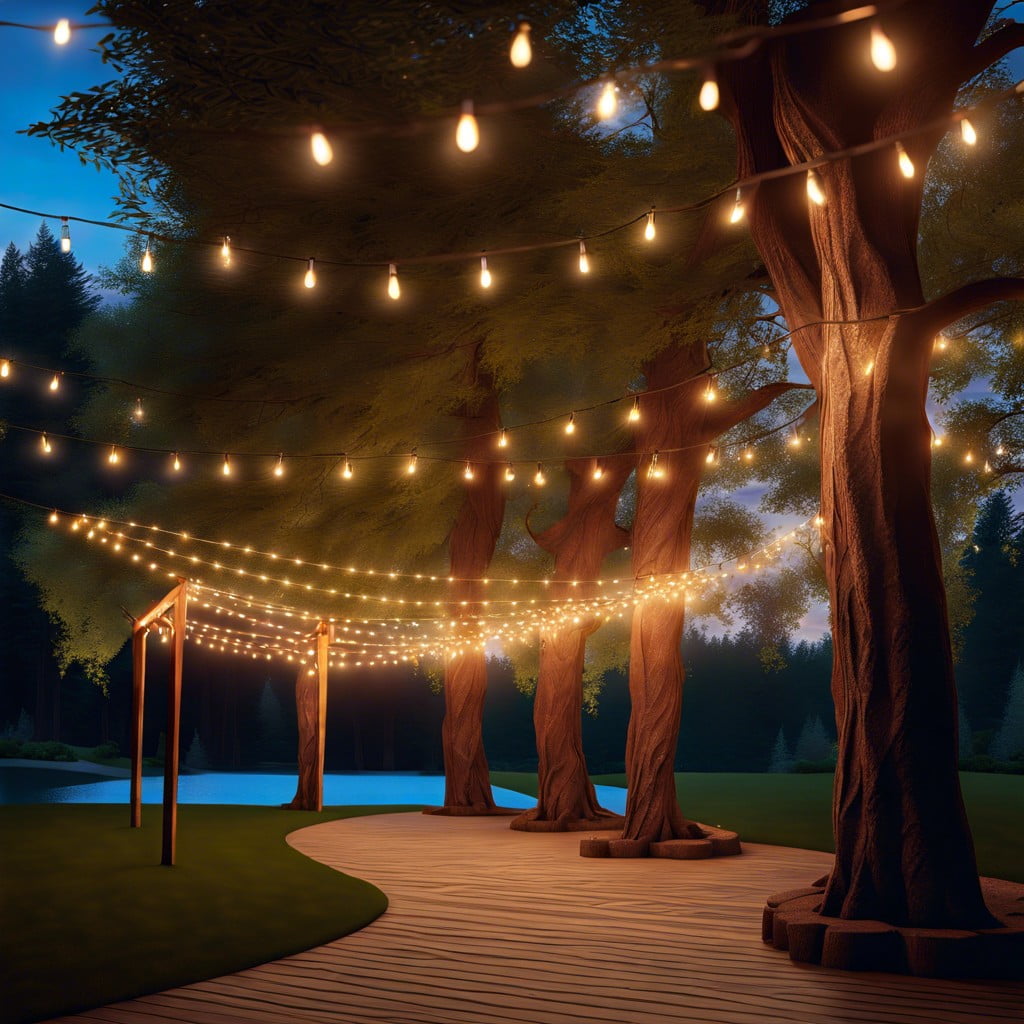 string lights around trees