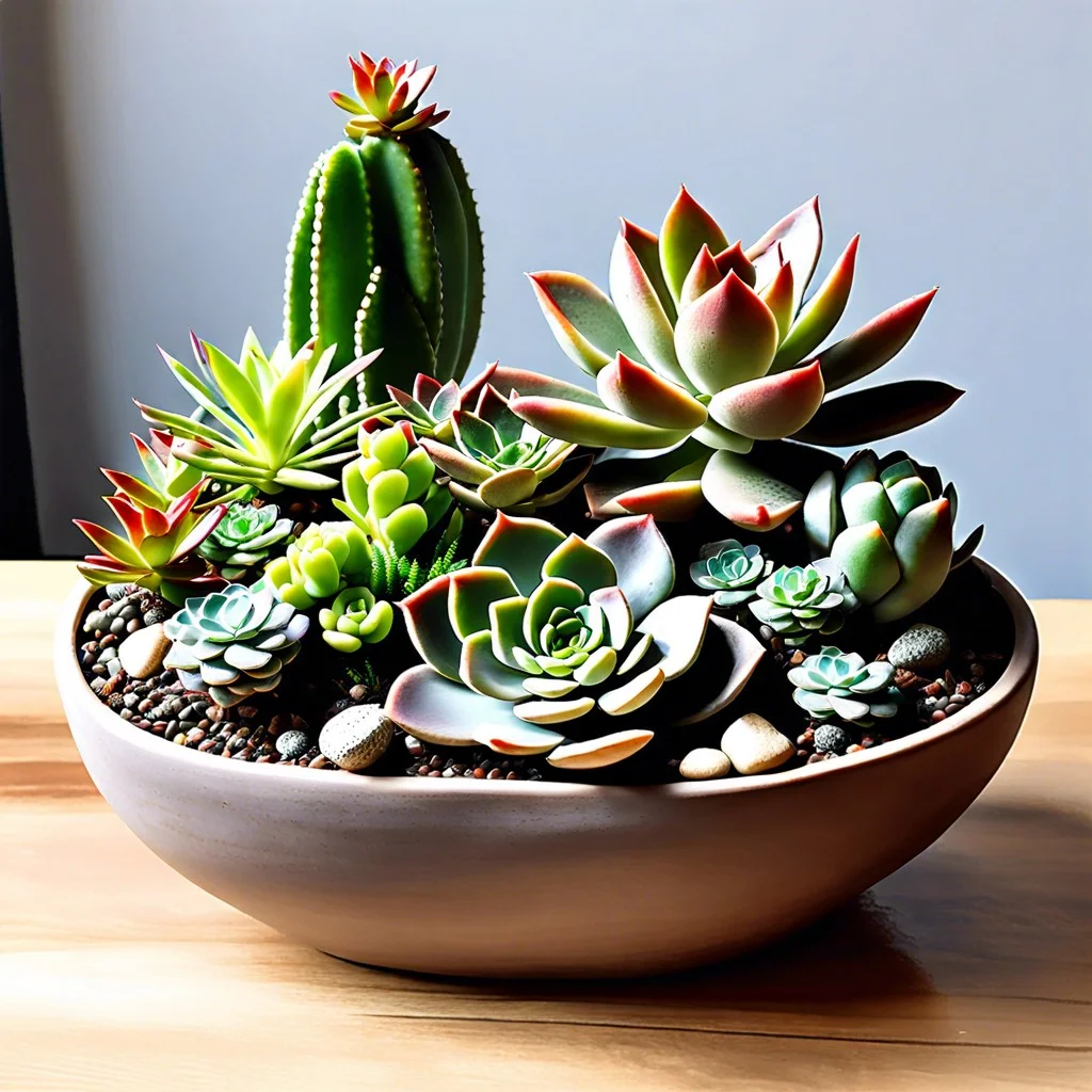 succulent arrangements in ceramic pots