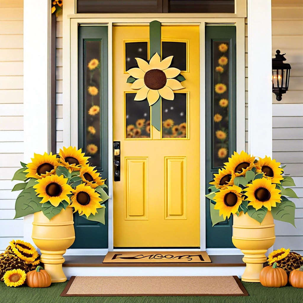 sunflower field cover the door in bright yellow sunflowers