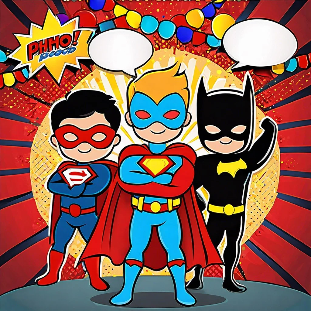 superhero photo booth with props