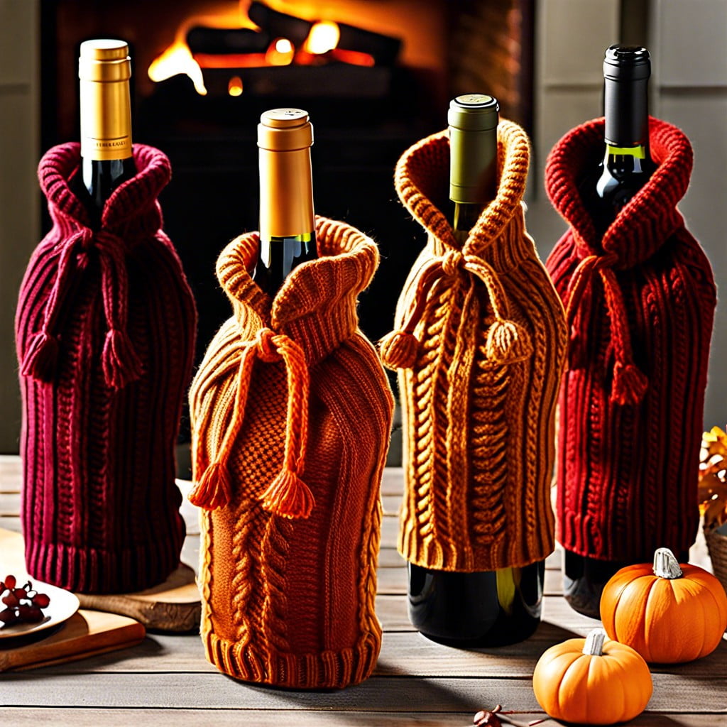 sweater knit wine bottle covers