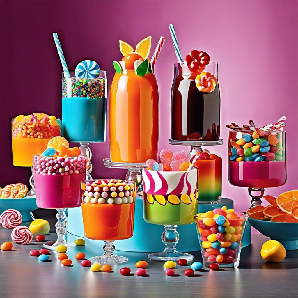 sweet drink bar with candy garnishes