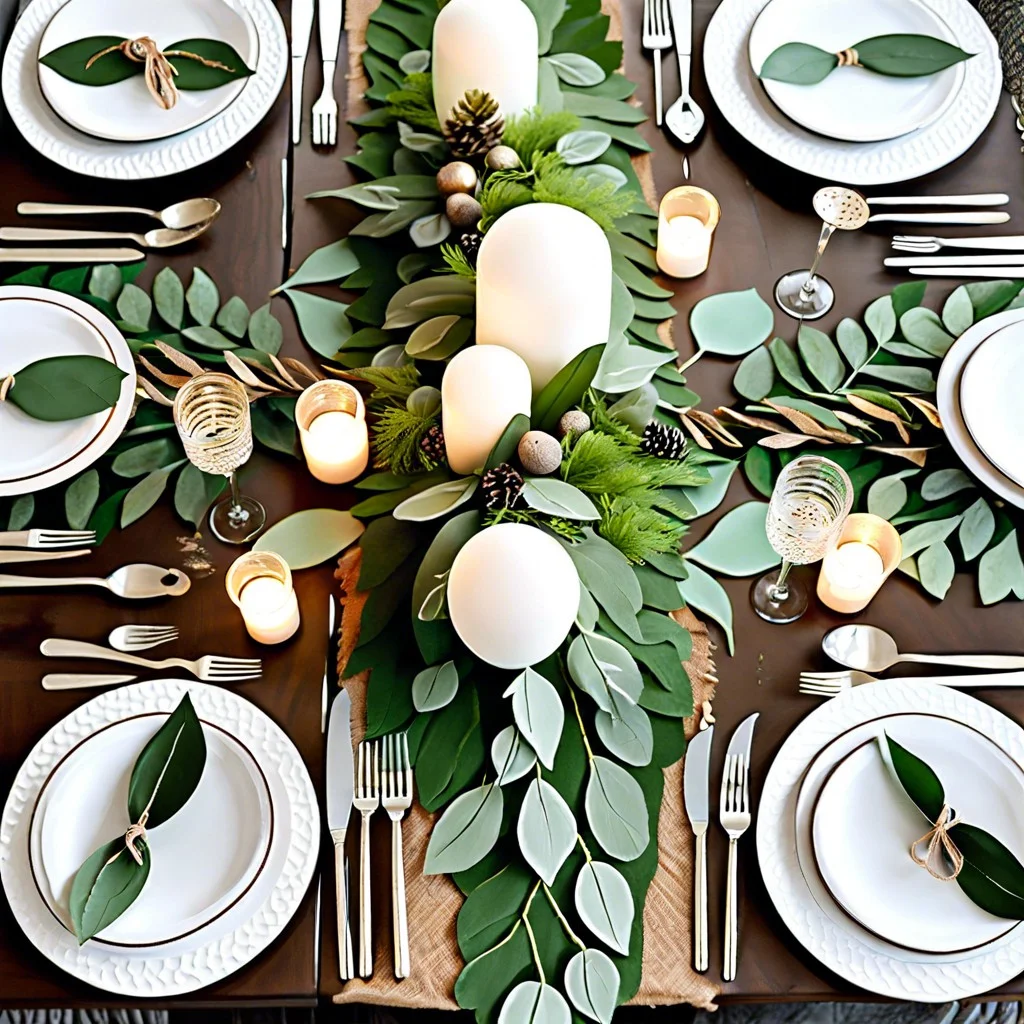 table runner made of leaves