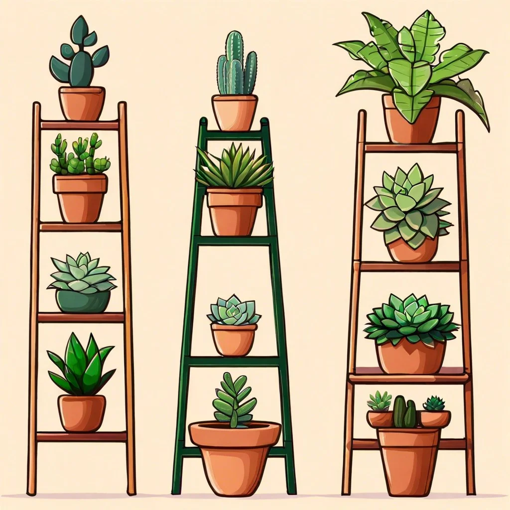 terracotta pot ladder shelves