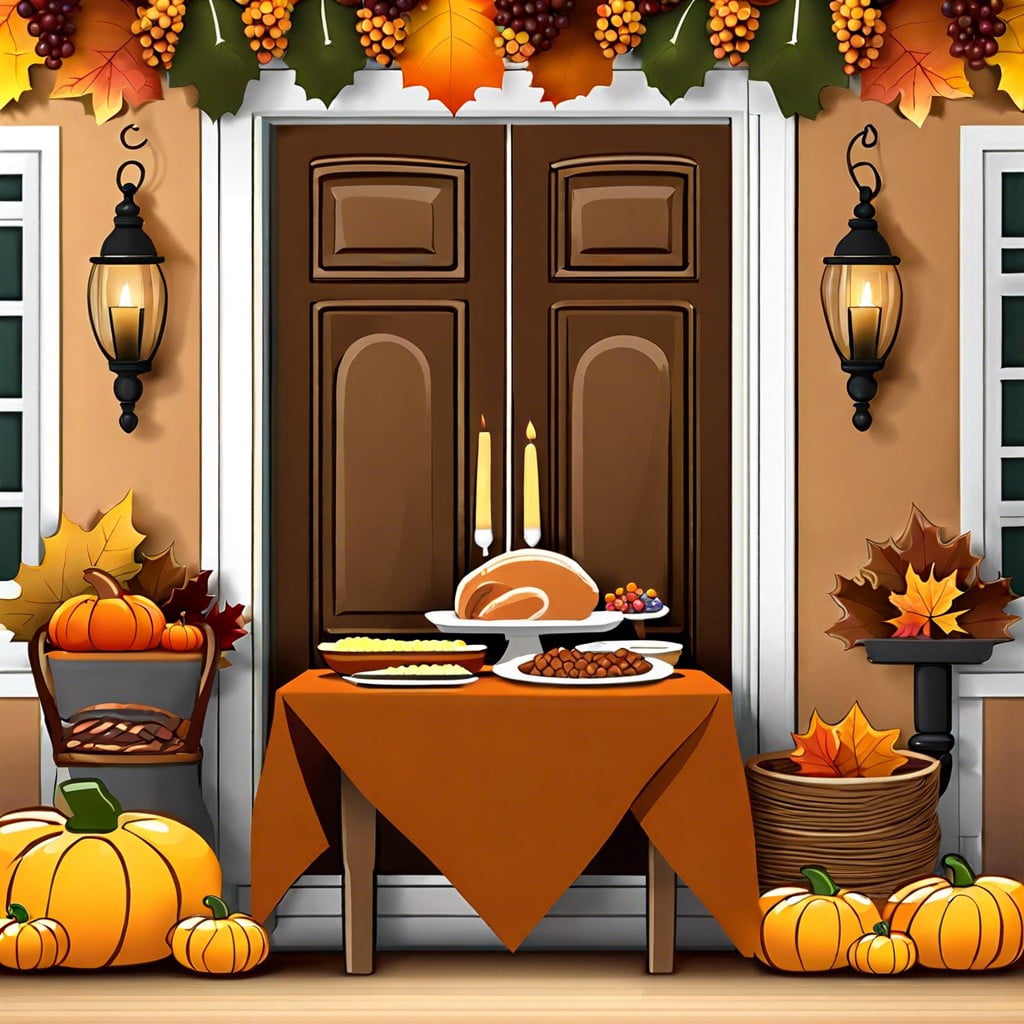 thanksgiving feast illustrate the door with a festive thanksgiving table