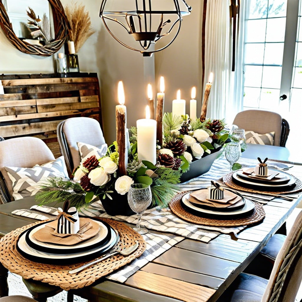 themed table setting vintage modern rustic