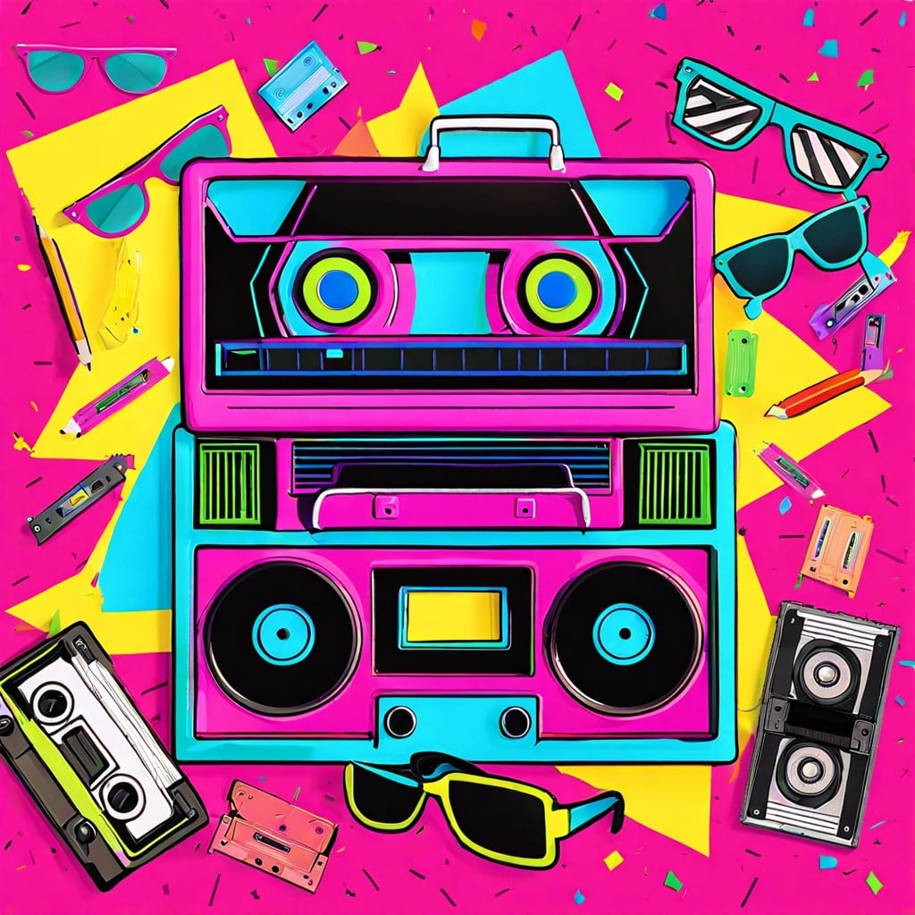 totally awesome attitude – 80s theme with neon colors and cassette tapes