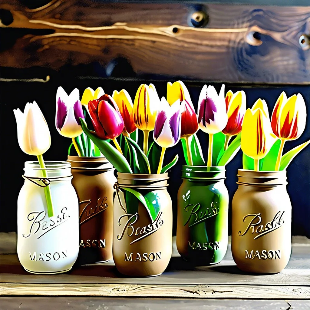 tulip filled mason jars