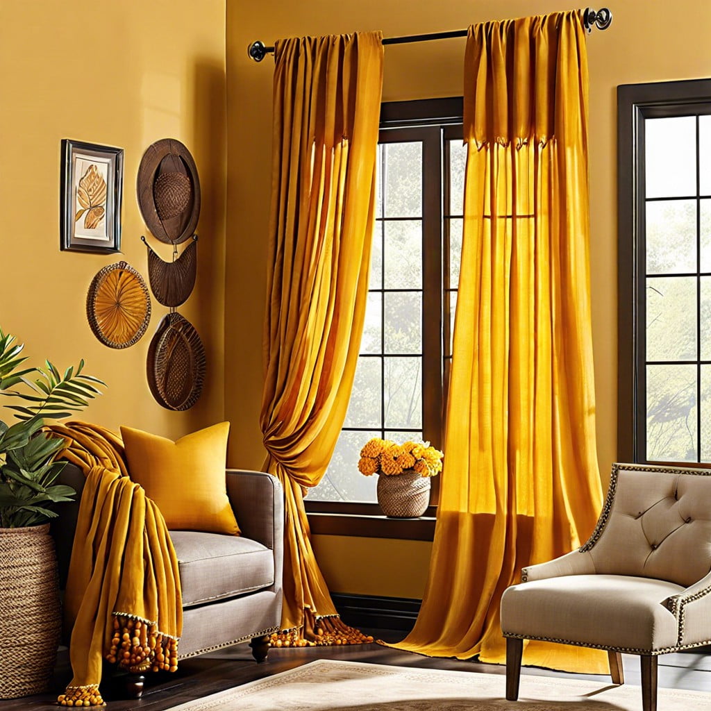 turmeric dyed fabric drapes and curtains
