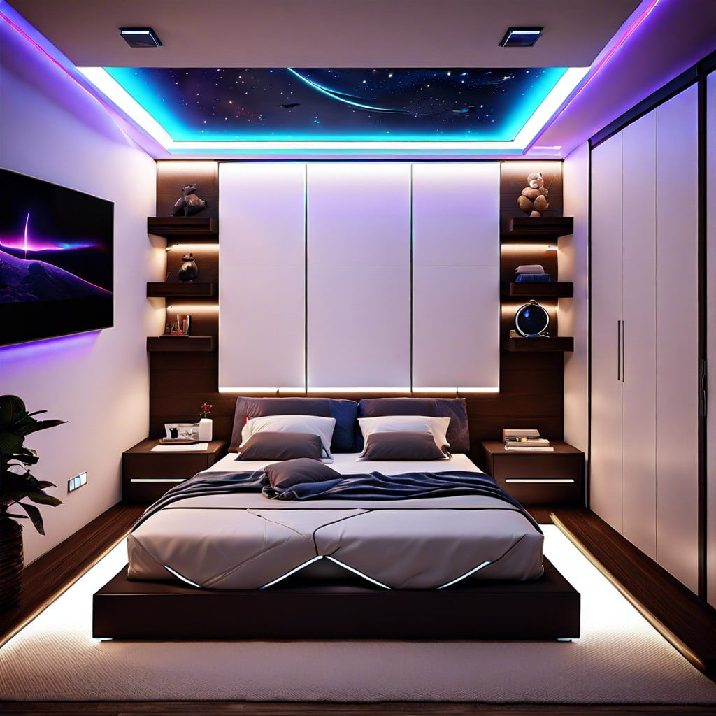 under bed led lighting for a modern futuristic touch