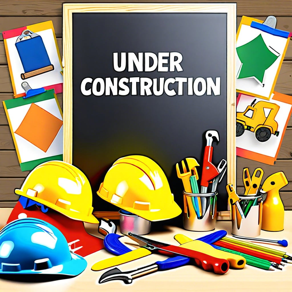 under construction – tools and hard hats with learning goals