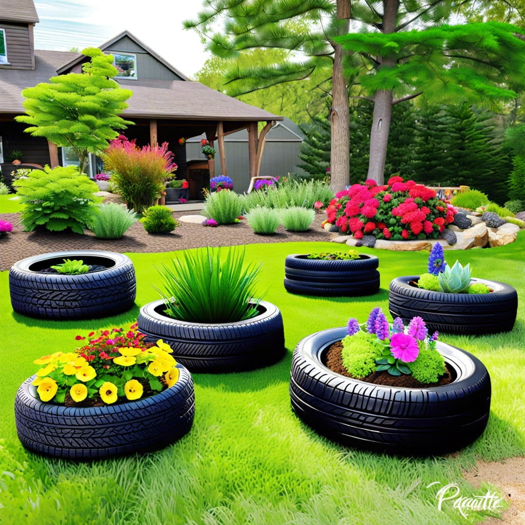 upcycled tire planters