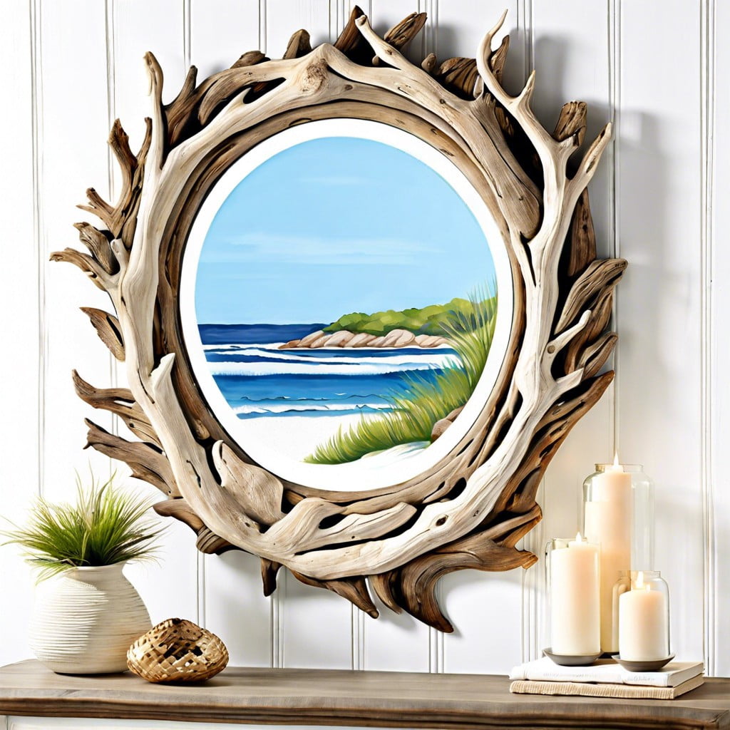 use driftwood frames for a coastal vibe