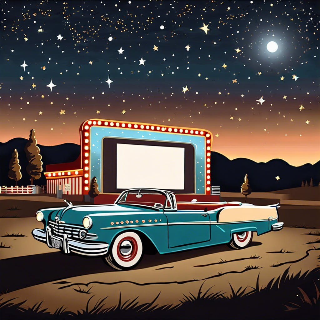 vintage drive in movie setting with a personalized film screening