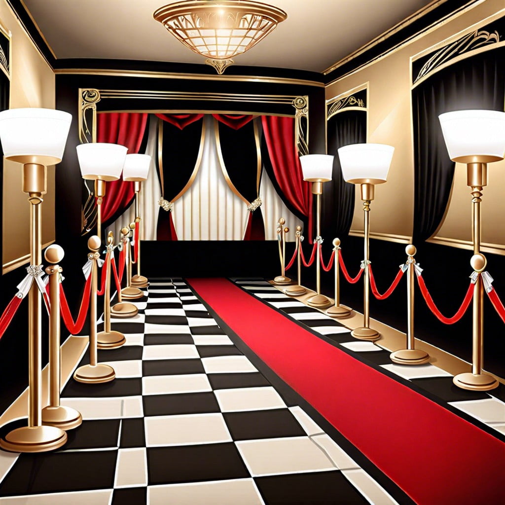 vintage hollywood theme with red carpet