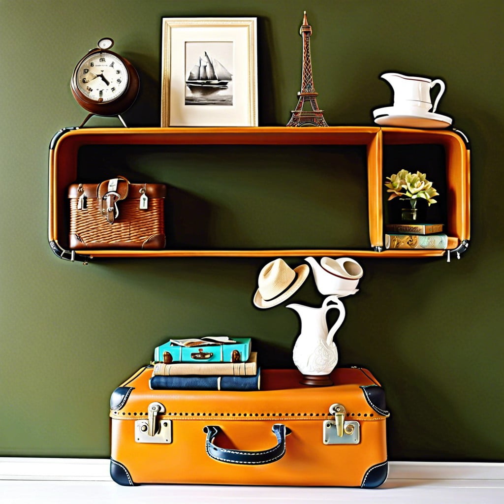 vintage suitcase shelves