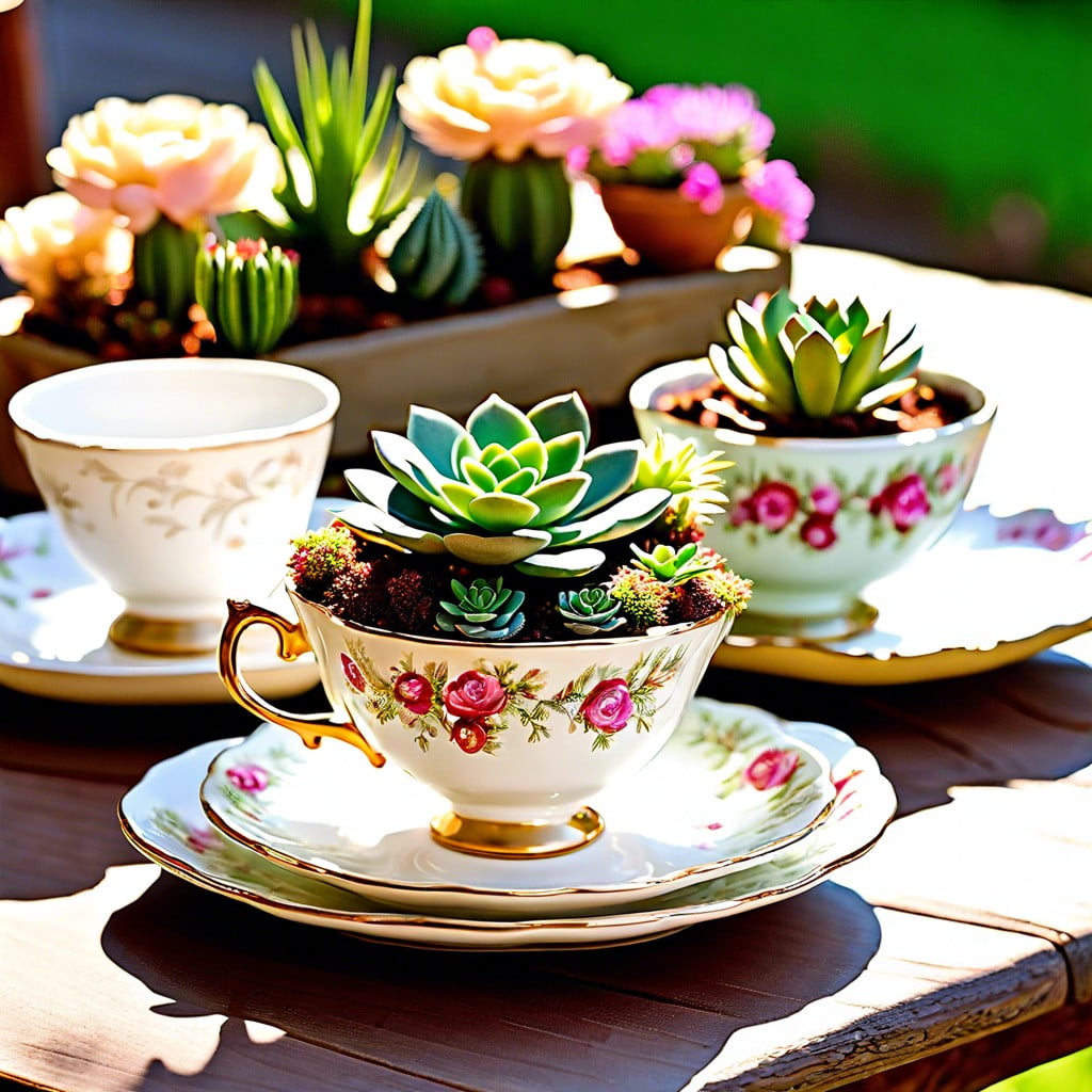 vintage teacup planters