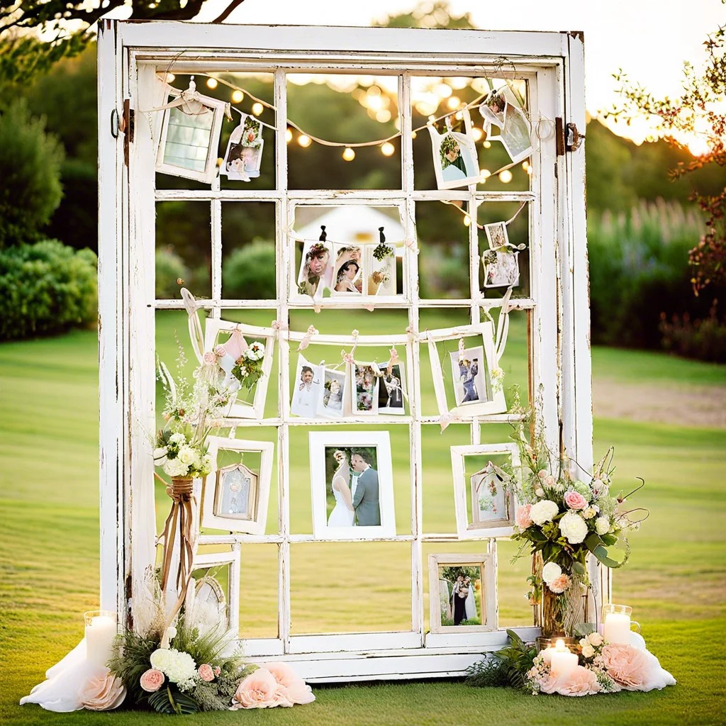 vintage window photo display