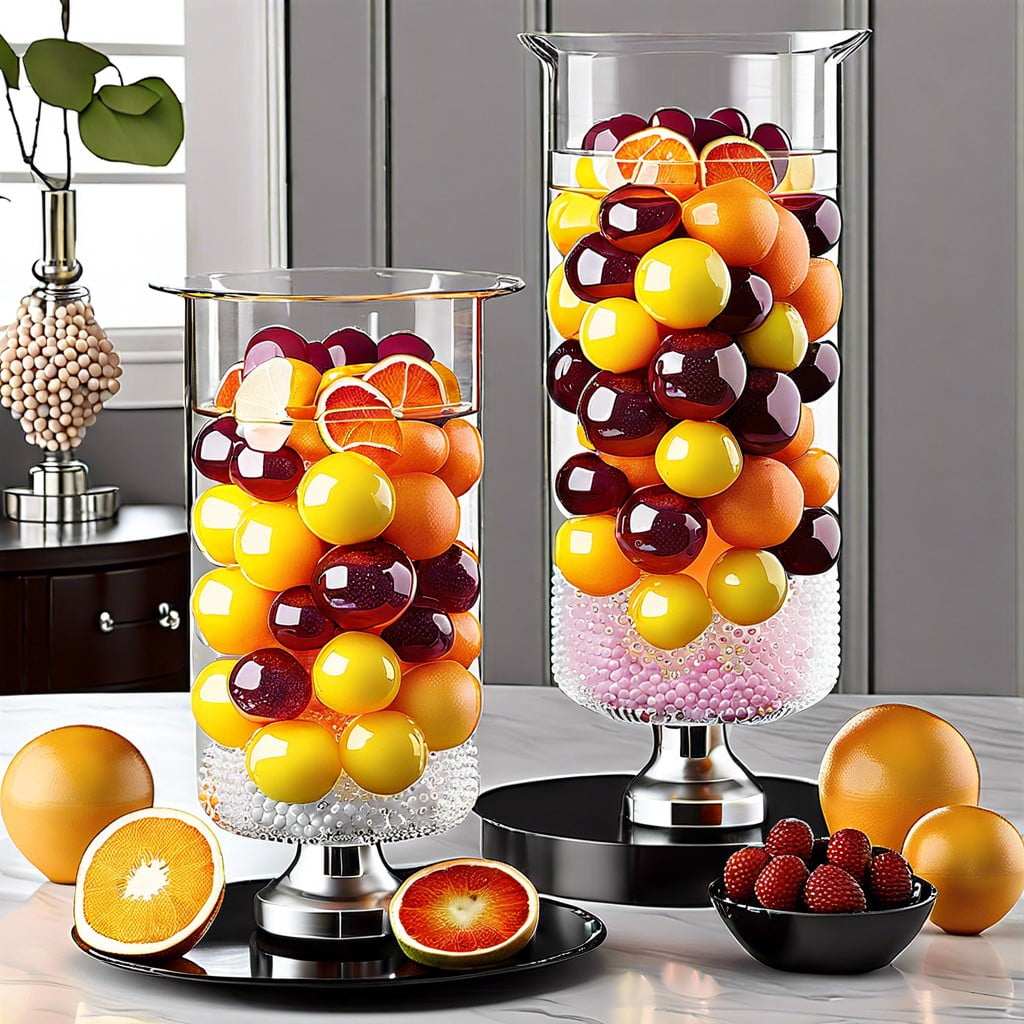 water beads with submerged fruit slices