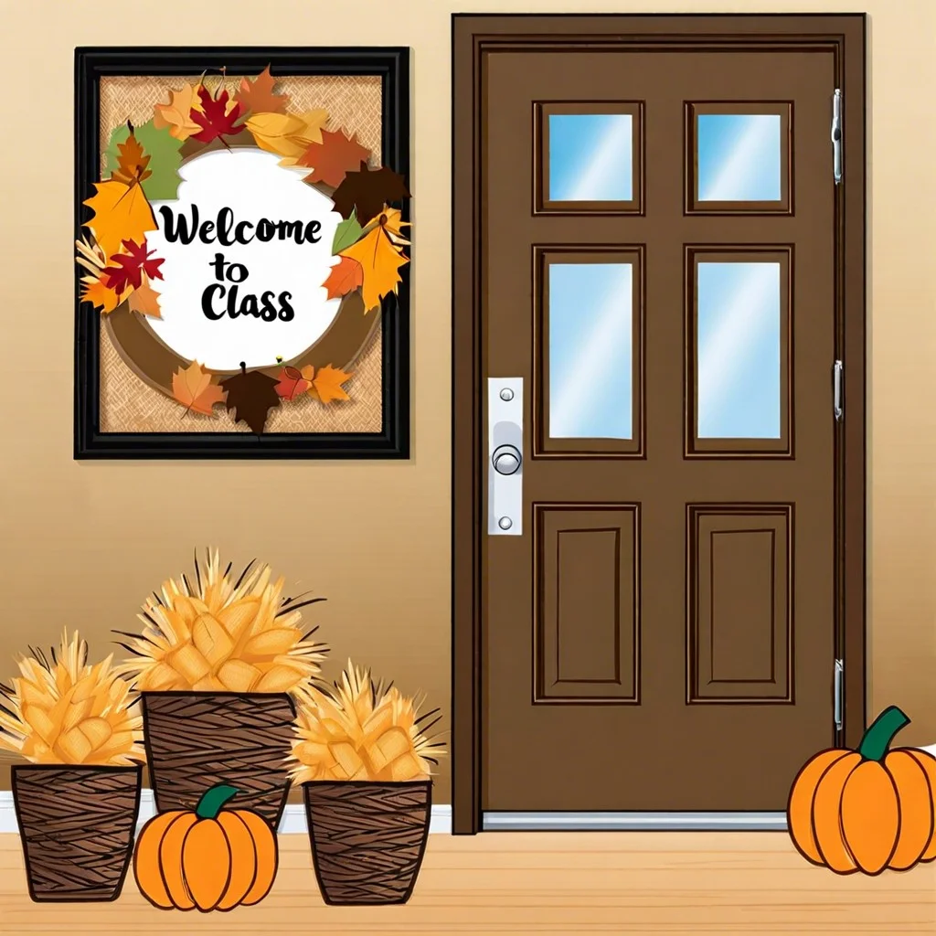 welcome to our patch surround the doorframe with straw and have a sign welcoming to the class patch