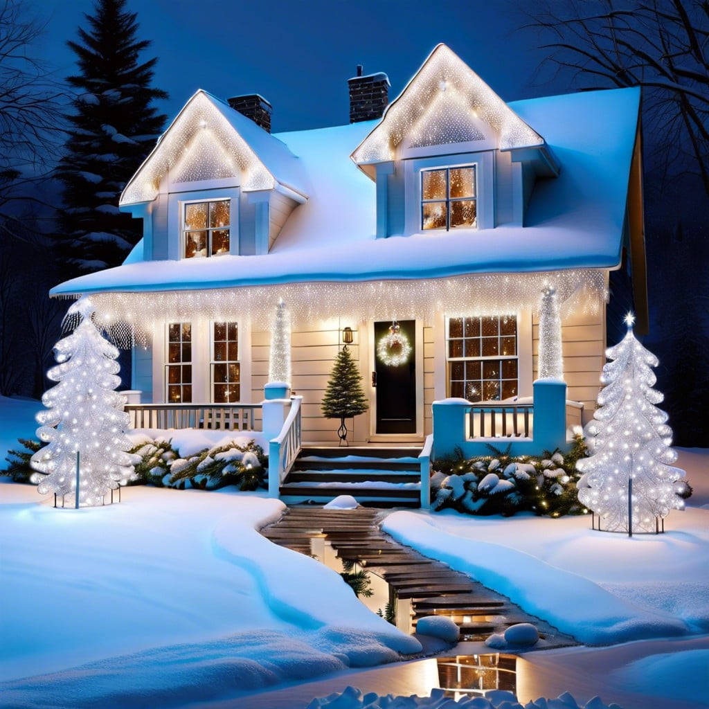 winter wonderland with white shimmering net lights