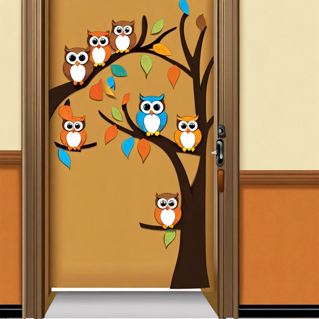 wise owls decorate with owls perched on paper tree branches