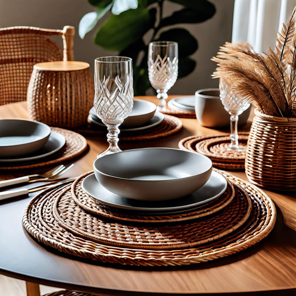 woven placemats and rattan coasters