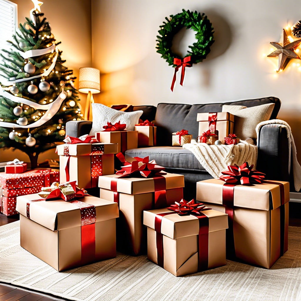 wrap empty boxes as faux presents
