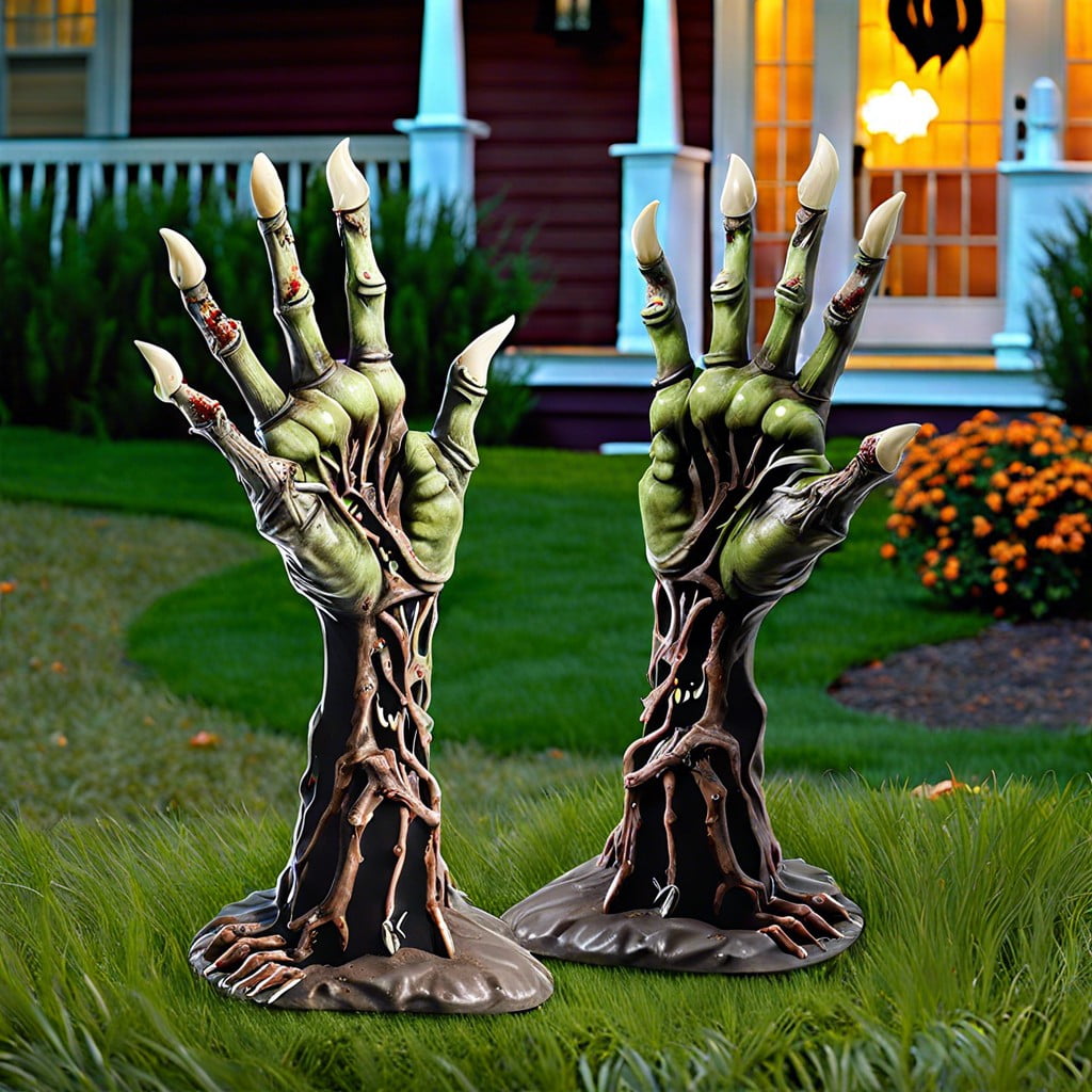 zombie hands lawn stakes