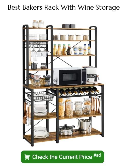 Bakers rack with wine storage